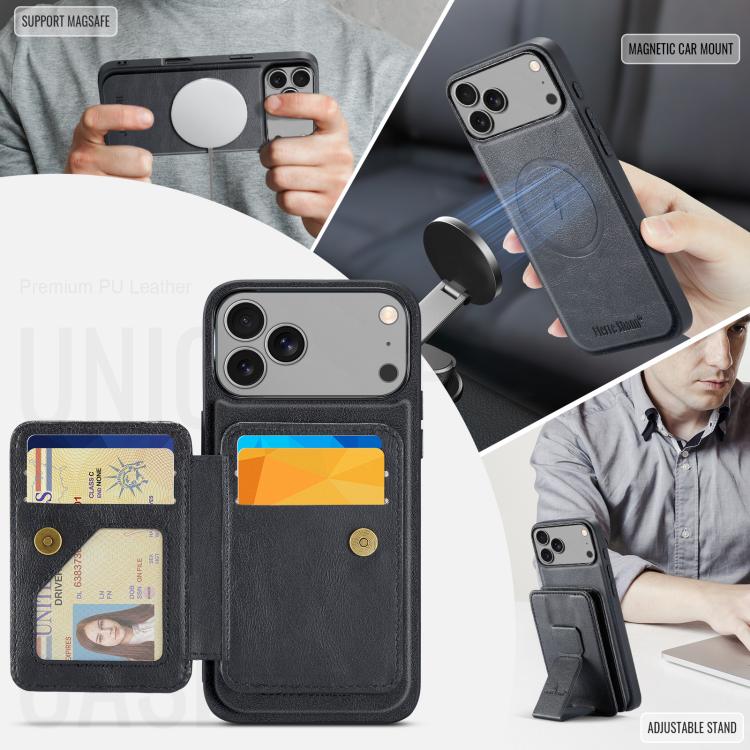 Fierre Shann Oil Wax Cow Leather Card Holder Back Phone Case