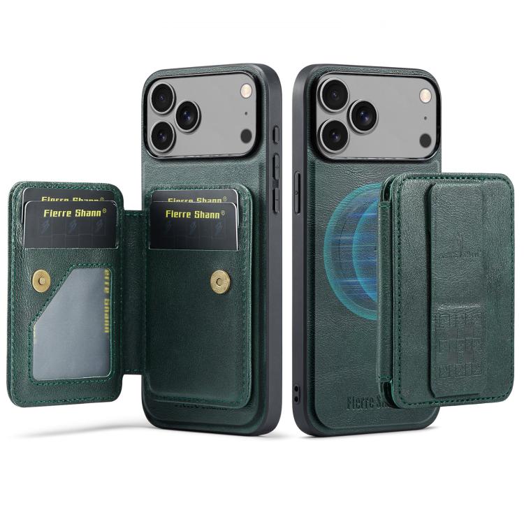Fierre Shann Oil Wax Cow Leather Card Holder Back Phone Case, For iPhone 17e / 16e, For iPhone 17 Pro Max, For iPhone 17 Pro, For iPhone 17, For iPhone Air, For iPhone 16 Pro Max, For iPhone 16 Pro, For iPhone 16 Plus, For iPhone 16, For iPhone 15 Pro ...