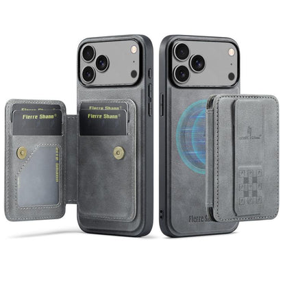 Fierre Shann Oil Wax Cow Leather Card Holder Back Phone Case, For iPhone 17e / 16e, For iPhone 17 Pro Max, For iPhone 17 Pro, For iPhone 17, For iPhone Air, For iPhone 16 Pro Max, For iPhone 16 Pro, For iPhone 16 Plus, For iPhone 16, For iPhone 15 Pro ...