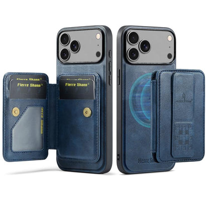 Fierre Shann Oil Wax Cow Leather Card Holder Back Phone Case, For iPhone 17e / 16e, For iPhone 17 Pro Max, For iPhone 17 Pro, For iPhone 17, For iPhone Air, For iPhone 16 Pro Max, For iPhone 16 Pro, For iPhone 16 Plus, For iPhone 16, For iPhone 15 Pro ...