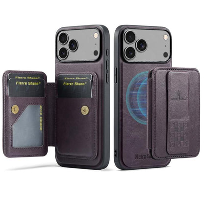Fierre Shann Oil Wax Cow Leather Card Holder Back Phone Case, For iPhone 17e / 16e, For iPhone 17 Pro Max, For iPhone 17 Pro, For iPhone 17, For iPhone Air, For iPhone 16 Pro Max, For iPhone 16 Pro, For iPhone 16 Plus, For iPhone 16, For iPhone 15 Pro ...