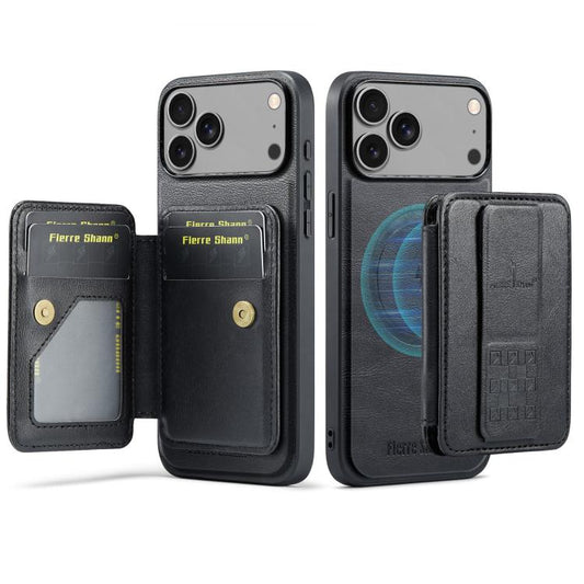 Fierre Shann Oil Wax Cow Leather Card Holder Back Phone Case, For iPhone 18 Pro / 17 Pro, For iPhone 18 Pro Max / 17 Pro Max, For iPhone 17e / 16e, For iPhone 17, For iPhone Air, For iPhone 16 Pro Max, For iPhone 16 Pro, For iPhone 16 Plus, For iPhone ...