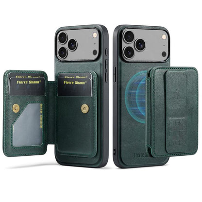 Fierre Shann Oil Wax Cow Leather Card Holder Back Phone Case, For iPhone 17e / 16e, For iPhone 17 Pro Max, For iPhone 17 Pro, For iPhone 17, For iPhone Air, For iPhone 16 Pro Max, For iPhone 16 Pro, For iPhone 16 Plus, For iPhone 16, For iPhone 15 Pro ...