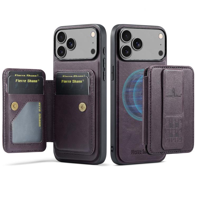 Fierre Shann Oil Wax Cow Leather Card Holder Back Phone Case, For iPhone 17e / 16e, For iPhone 17 Pro Max, For iPhone 17 Pro, For iPhone 17, For iPhone Air, For iPhone 16 Pro Max, For iPhone 16 Pro, For iPhone 16 Plus, For iPhone 16, For iPhone 15 Pro ...
