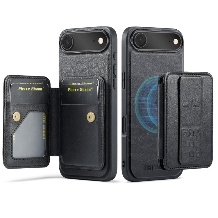 Fierre Shann Oil Wax Cow Leather Card Holder Back Phone Case