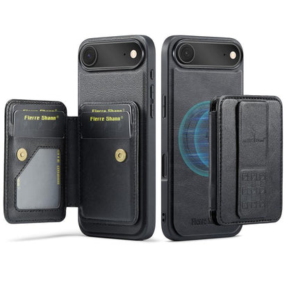 Fierre Shann Oil Wax Cow Leather Card Holder Back Phone Case