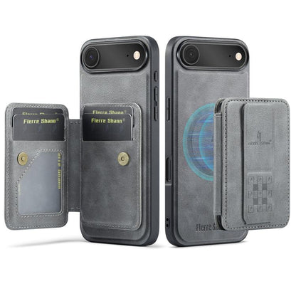 Fierre Shann Oil Wax Cow Leather Card Holder Back Phone Case