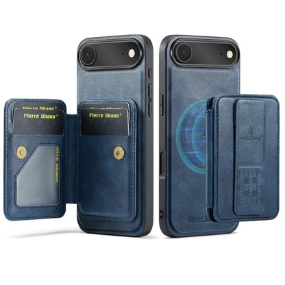 Fierre Shann Oil Wax Cow Leather Card Holder Back Phone Case