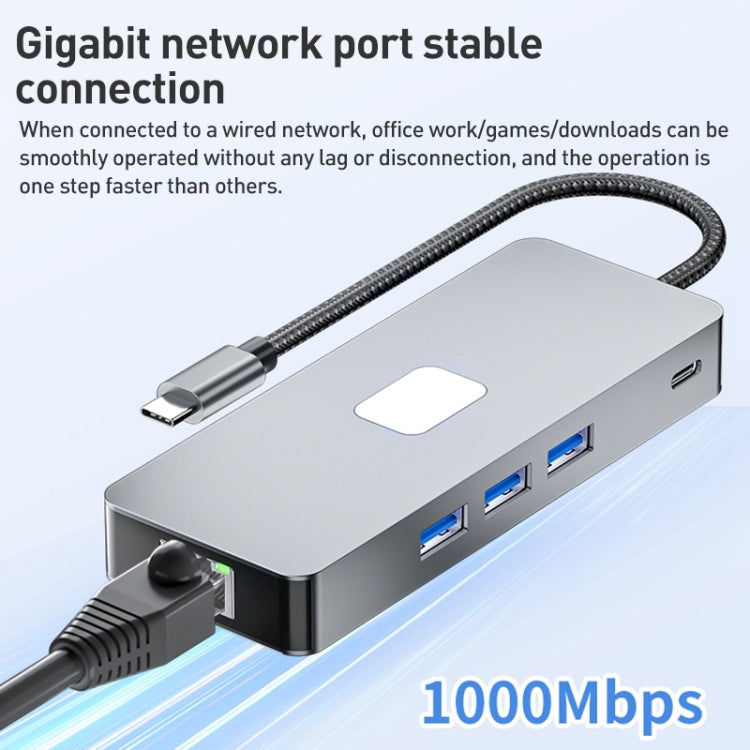 BYL-2401 8 in 1 Type-C to PD100W + USB3.0 + HDMI + DP + RJ45 HUB Docking Station, BYL-2401
