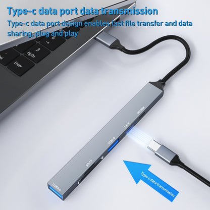 ADS-807 PD100 6 in 1 Type-C to PD100W + USB3.0 + USB2.0 + SD/TF HUB Docking Station, ADS-807