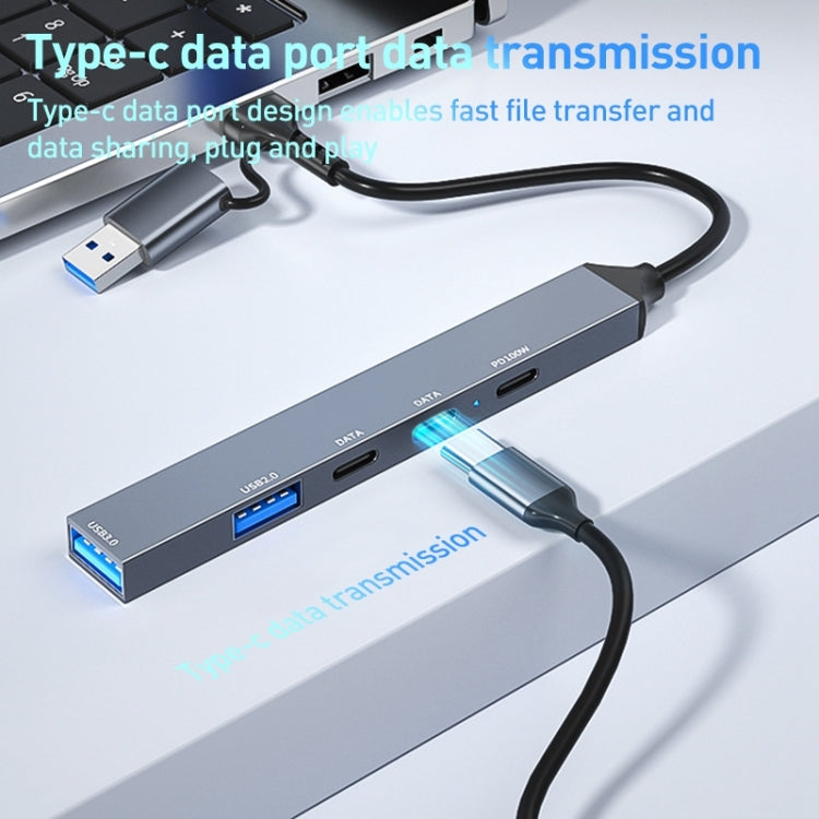 ADS-809D 5 in 1 USB + Type-C to PD100W + USB3.0/2.0 + Type-C HUB Docking Station, ADS-809D