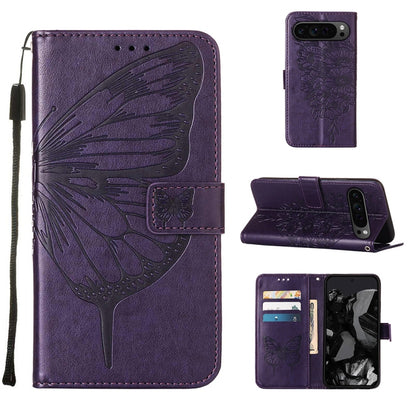 Embossed Butterfly Leather Phone Case, For Google Pixel 11 Pro XL, For Google Pixel 11 Pro / 11, For Google Pixel 10 Pro XL, For Google Pixel 10 / 10 Pro+, For Google Pixel 9a, For Google Pixel 9 Pro XL, For Google Pixel 9 Pro, For Google Pixel 9      ...