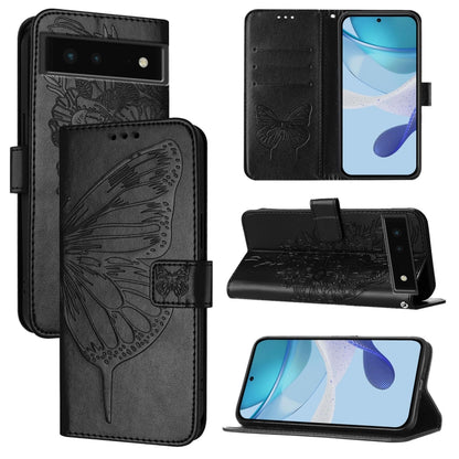 Embossed Butterfly Leather Phone Case, For Google Pixel 7 Pro, For Google Pixel 7, For Google Pixel 6a, For Google Pixel 6 Pro, For Google Pixel 6, For Google Pixel 5a 5G, For Google Pixel 5 XL / Pixel 4a 5G, For Google Pixel 5