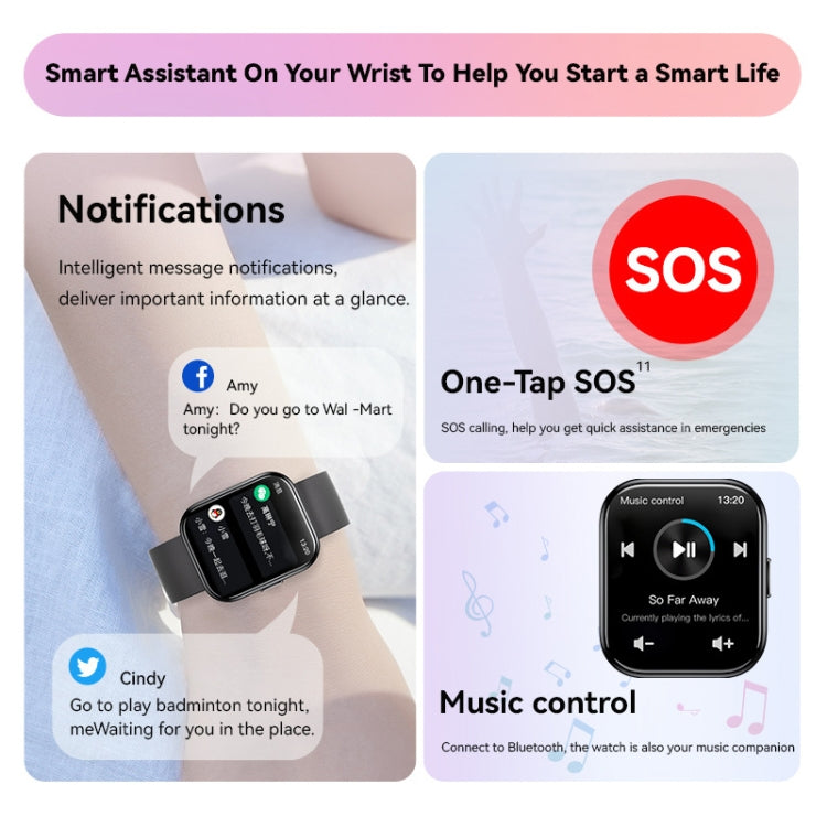 GTS6 1.69 inch Runmefit  Pressure MET BT Call Smart Watch, Heart Rate / Blood Pressure / Body Temperature