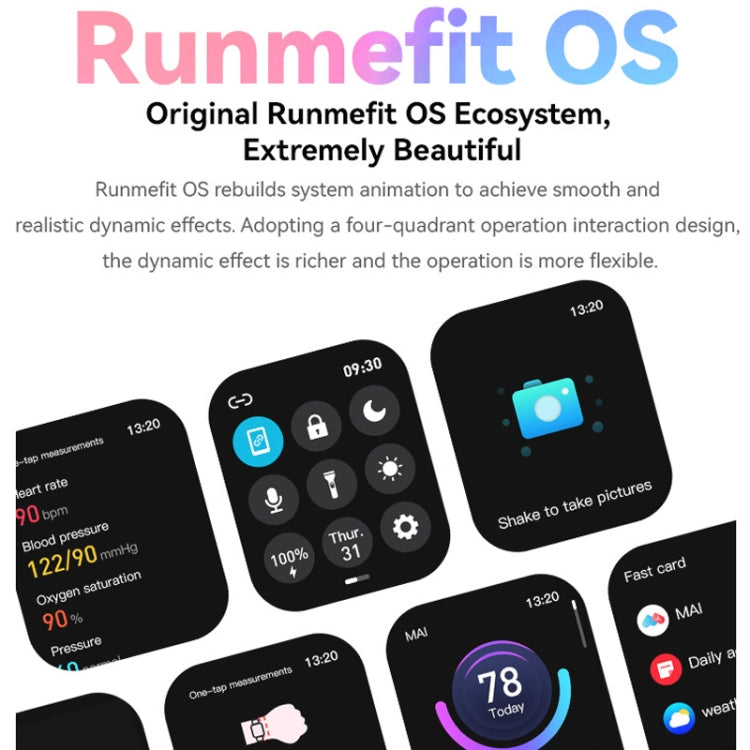 GTS6 1.69 inch Runmefit  Pressure MET BT Call Smart Watch, Heart Rate / Blood Pressure / Body Temperature