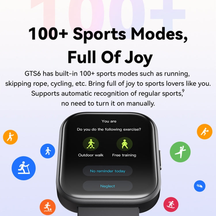 GTS6 1.69 inch Runmefit  Pressure MET BT Call Smart Watch, Heart Rate / Blood Pressure / Body Temperature