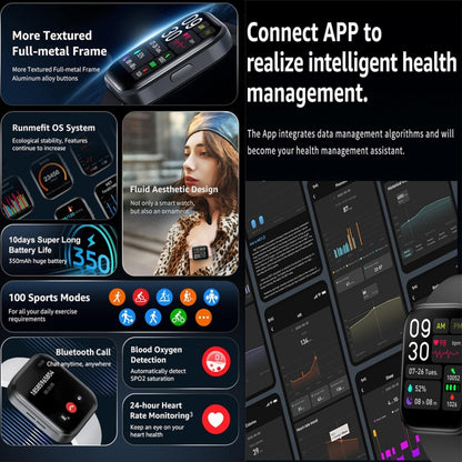 GS6 1.69 inch Runmefit  Pressure MET BT Call Smart Watch, Heart Rate / Blood Pressure / Body Temperature