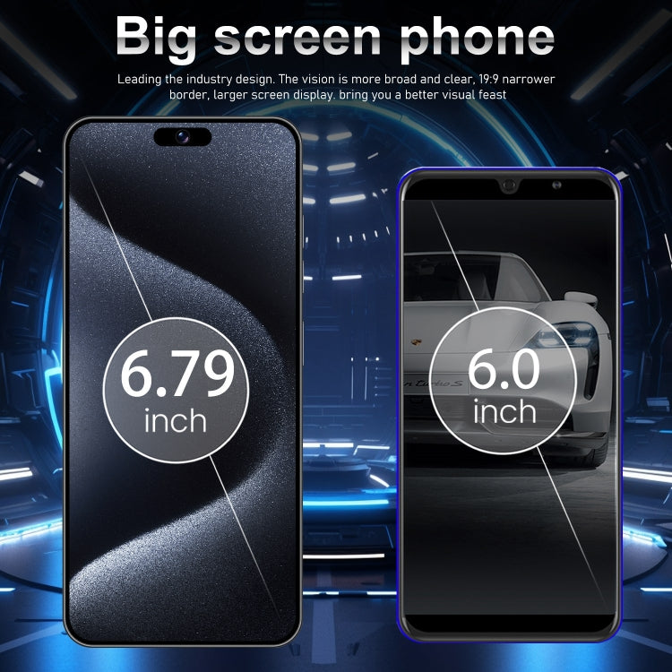 i15 Pro Max / VD1, 6.79 inch Screen, Face Identification, Android 8.1 MTK6753 Octa Core, Network: 4G, Dual SIM, 3GB+32GB