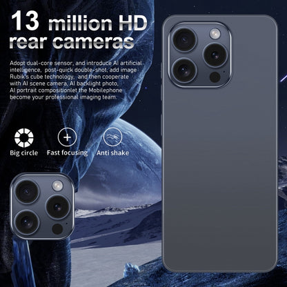 i15 Pro Max / VD1, 6.79 inch Screen, Face Identification, Android 8.1 MTK6753 Octa Core, Network: 4G, Dual SIM, 3GB+32GB