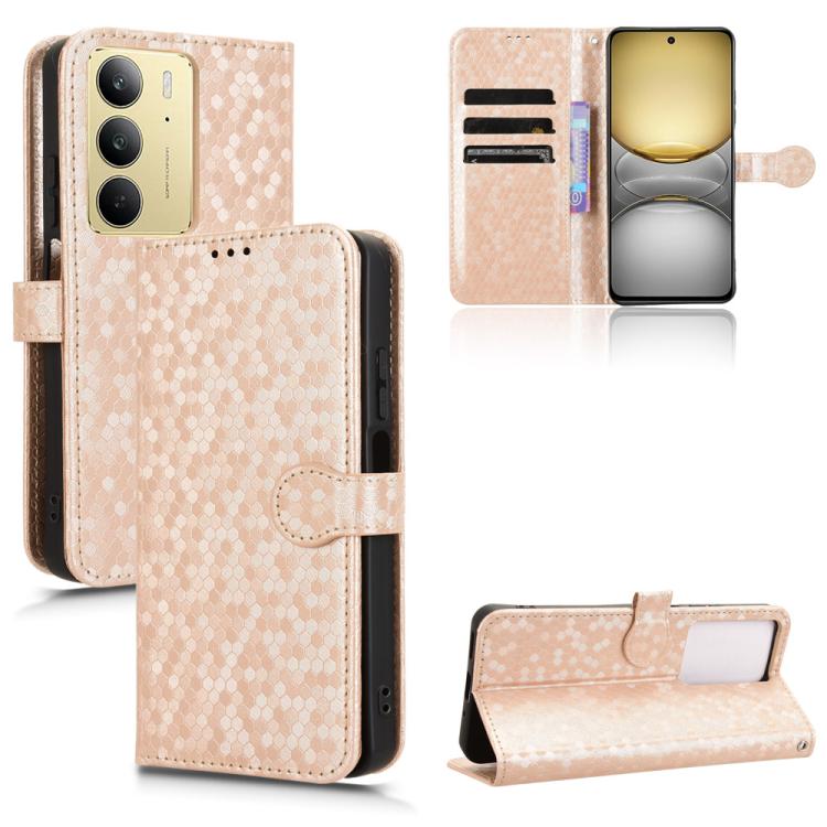 Honeycomb Dot Texture Leather Phone Case, For Realme GT 7 5G Global, For Realme 14x 5G Malaysia / V70, For Realme 14 5G, For Realme 14 Pro Lite / 13 Pro Global, For Realme P3 Pro, For Realme 14 Pro+, For Realme 14 Pro, For Realme C75 4G                ...