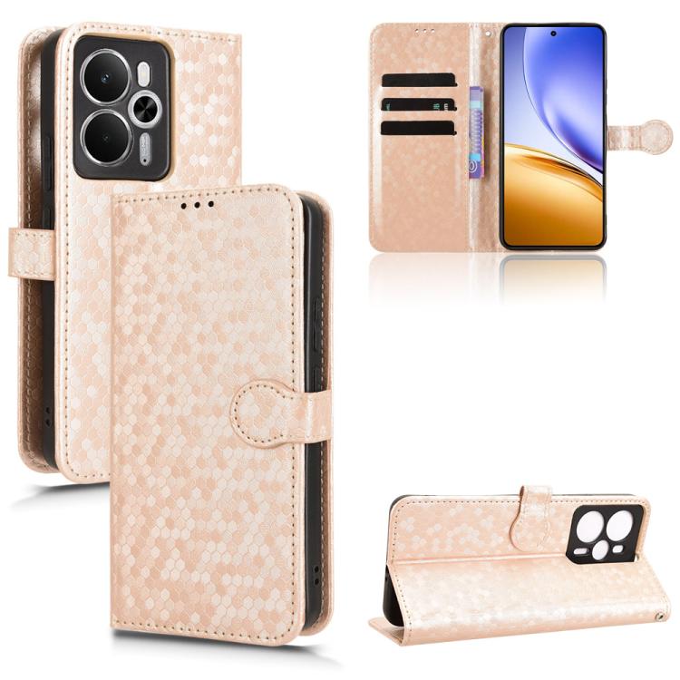 Honeycomb Dot Texture Leather Phone Case, For Realme GT 7 5G Global, For Realme 14x 5G Malaysia / V70, For Realme 14 5G, For Realme 14 Pro Lite / 13 Pro Global, For Realme P3 Pro, For Realme 14 Pro+, For Realme 14 Pro, For Realme C75 4G                ...