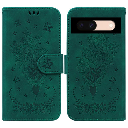 Butterfly Rose Embossed Leather Phone Case, For Google Pixel 10a, For Google Pixel 9a, For Google Pixel 9 Pro, For Google Pixel 9, For Google Pixel 8a