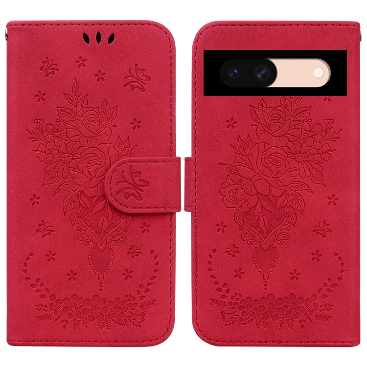 Butterfly Rose Embossed Leather Phone Case, For Google Pixel 10a, For Google Pixel 9a, For Google Pixel 9 Pro, For Google Pixel 9, For Google Pixel 8a