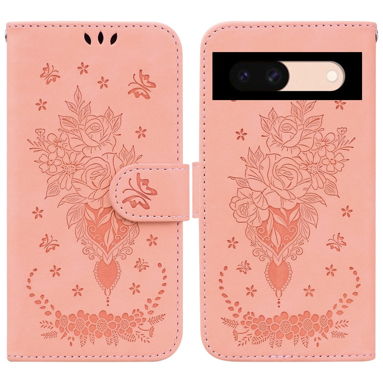 Butterfly Rose Embossed Leather Phone Case, For Google Pixel 10a, For Google Pixel 9a, For Google Pixel 9 Pro, For Google Pixel 9, For Google Pixel 8a