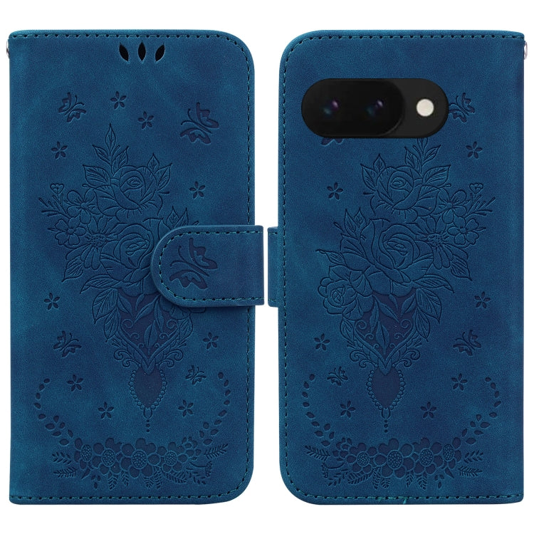 Butterfly Rose Embossed Leather Phone Case, For Google Pixel 10a, For Google Pixel 9a, For Google Pixel 9 Pro, For Google Pixel 9, For Google Pixel 8a