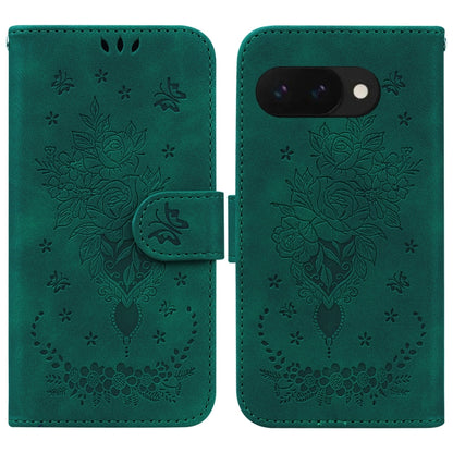 Butterfly Rose Embossed Leather Phone Case, For Google Pixel 10a, For Google Pixel 9a, For Google Pixel 9 Pro, For Google Pixel 9, For Google Pixel 8a