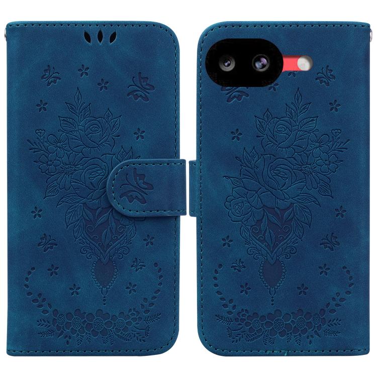 Butterfly Rose Embossed Leather Phone Case, For Google Pixel 10a, For Google Pixel 9a, For Google Pixel 9 Pro, For Google Pixel 9, For Google Pixel 8a