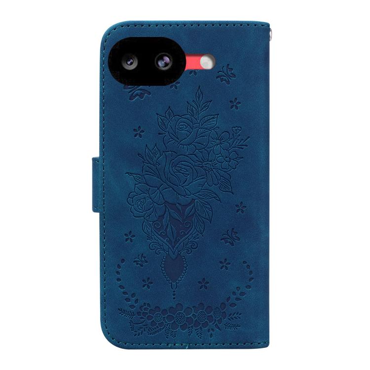 Butterfly Rose Embossed Leather Phone Case, For Google Pixel 10a, For Google Pixel 9a, For Google Pixel 9 Pro, For Google Pixel 9, For Google Pixel 8a