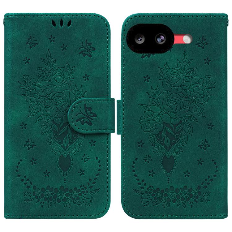 Butterfly Rose Embossed Leather Phone Case, For Google Pixel 10a, For Google Pixel 9a, For Google Pixel 9 Pro, For Google Pixel 9, For Google Pixel 8a