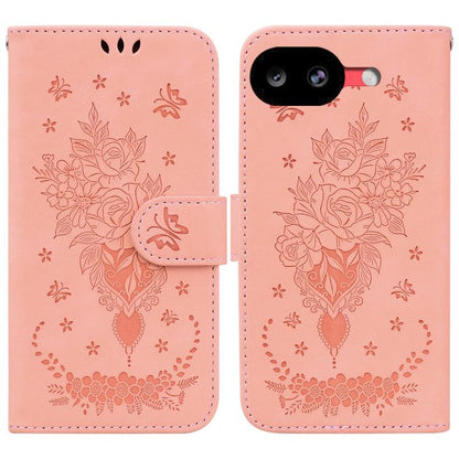 Butterfly Rose Embossed Leather Phone Case, For Google Pixel 10a, For Google Pixel 9a, For Google Pixel 9 Pro, For Google Pixel 9, For Google Pixel 8a