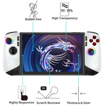 2pcs 9H 0.3mm Explosion-proof Tempered Glass Film, For MSI Claw 8 AI+, For MSI Claw 7 inch Game Console