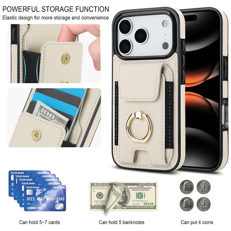 Elastic Card Bag Ring Holder Phone Case, For iPhone 18 Pro / 17 Pro, For iPhone 18 Pro Max / 17 Pro Max, For iPhone 17, For iPhone Air, For iPhone 16 Pro Max, For iPhone 16 Pro, For iPhone 16 Plus, For iPhone 16, For iPhone 15 Pro Max, For iPhone 15 Pr...