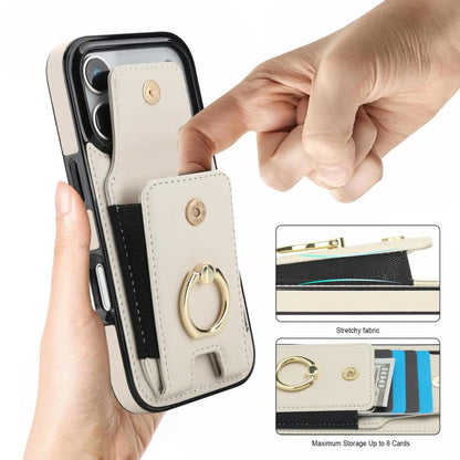 Elastic Card Bag Ring Holder Phone Case, For iPhone 18 Pro / 17 Pro, For iPhone 18 Pro Max / 17 Pro Max, For iPhone 17, For iPhone Air, For iPhone 16 Pro Max, For iPhone 16 Pro, For iPhone 16 Plus, For iPhone 16, For iPhone 15 Pro Max, For iPhone 15 Pr...