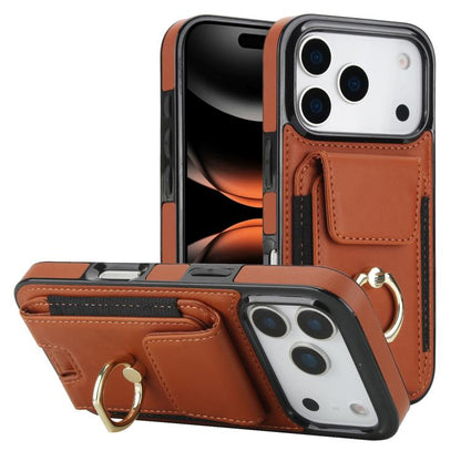 Elastic Card Bag Ring Holder Phone Case, For iPhone 18 Pro / 17 Pro, For iPhone 18 Pro Max / 17 Pro Max, For iPhone 17, For iPhone Air, For iPhone 16 Pro Max, For iPhone 16 Pro, For iPhone 16 Plus, For iPhone 16, For iPhone 15 Pro Max, For iPhone 15 Pr...