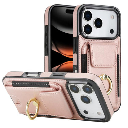 Elastic Card Bag Ring Holder Phone Case, For iPhone 18 Pro / 17 Pro, For iPhone 18 Pro Max / 17 Pro Max, For iPhone 17, For iPhone Air, For iPhone 16 Pro Max, For iPhone 16 Pro, For iPhone 16 Plus, For iPhone 16, For iPhone 15 Pro Max, For iPhone 15 Pr...