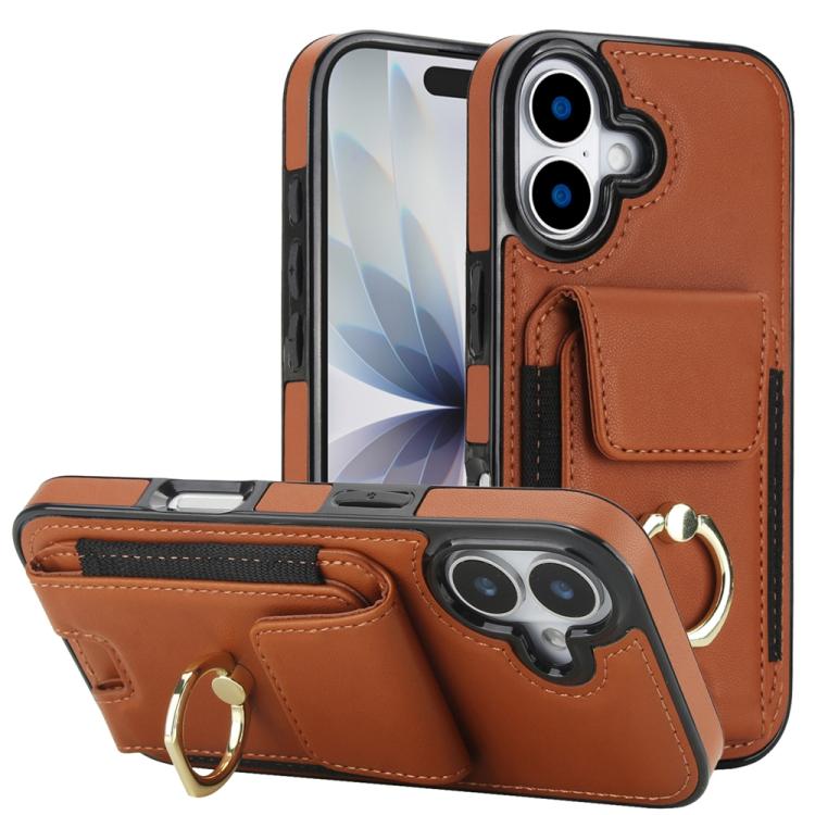 Elastic Card Bag Ring Holder Phone Case, For iPhone 18 Pro / 17 Pro, For iPhone 18 Pro Max / 17 Pro Max, For iPhone 17, For iPhone Air, For iPhone 16 Pro Max, For iPhone 16 Pro, For iPhone 16 Plus, For iPhone 16, For iPhone 15 Pro Max, For iPhone 15 Pr...