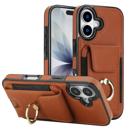 Elastic Card Bag Ring Holder Phone Case, For iPhone 18 Pro / 17 Pro, For iPhone 18 Pro Max / 17 Pro Max, For iPhone 17, For iPhone Air, For iPhone 16 Pro Max, For iPhone 16 Pro, For iPhone 16 Plus, For iPhone 16, For iPhone 15 Pro Max, For iPhone 15 Pr...