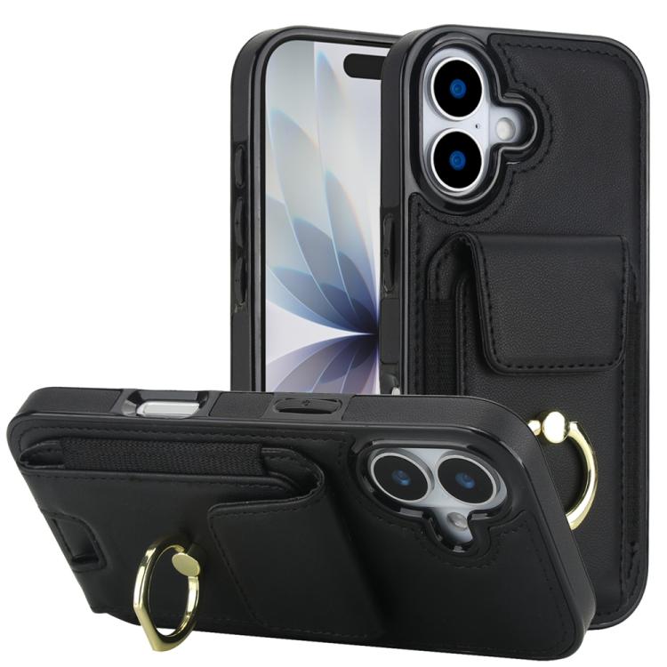 Elastic Card Bag Ring Holder Phone Case, For iPhone 18 Pro / 17 Pro, For iPhone 18 Pro Max / 17 Pro Max, For iPhone 17, For iPhone Air, For iPhone 16 Pro Max, For iPhone 16 Pro, For iPhone 16 Plus, For iPhone 16, For iPhone 15 Pro Max, For iPhone 15 Pr...