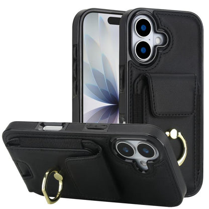 Elastic Card Bag Ring Holder Phone Case, For iPhone 18 Pro / 17 Pro, For iPhone 18 Pro Max / 17 Pro Max, For iPhone 17, For iPhone Air, For iPhone 16 Pro Max, For iPhone 16 Pro, For iPhone 16 Plus, For iPhone 16, For iPhone 15 Pro Max, For iPhone 15 Pr...