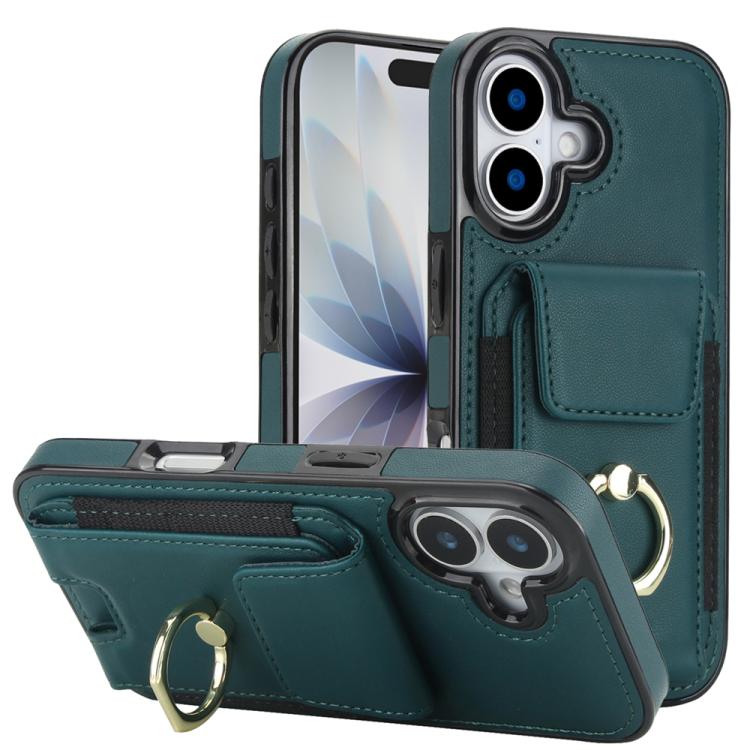 Elastic Card Bag Ring Holder Phone Case, For iPhone 18 Pro / 17 Pro, For iPhone 18 Pro Max / 17 Pro Max, For iPhone 17, For iPhone Air, For iPhone 16 Pro Max, For iPhone 16 Pro, For iPhone 16 Plus, For iPhone 16, For iPhone 15 Pro Max, For iPhone 15 Pr...