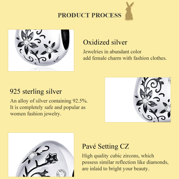 Easter Egg Retro Pattern Sterling Silver S925 Beaded DIY Bracelet Accessories