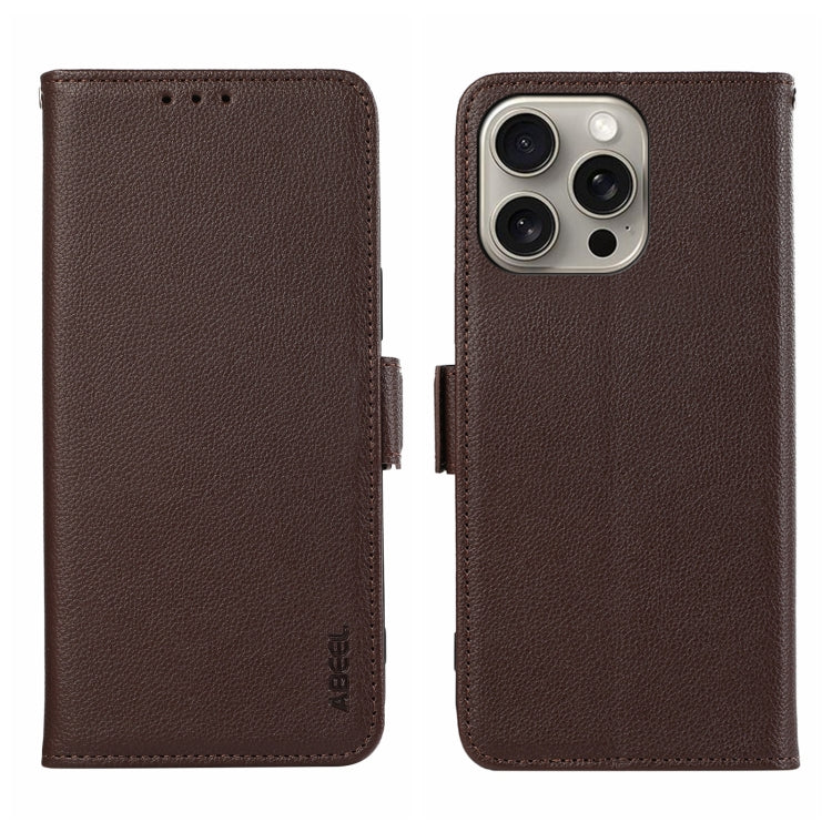 ABEEL Side-Magnetic Litchi Pattern Leather RFID Phone Case, For iPhone 18 Pro / 17 Pro, For iPhone 18 Pro Max/17 Pro Max, For iPhone 17 Air, For iPhone 15 Pro Max, For iPhone 15 Pro, For iPhone 15 Plus, For iPhone 15, For iPhone 14 Plus, For iPhone 14 ...