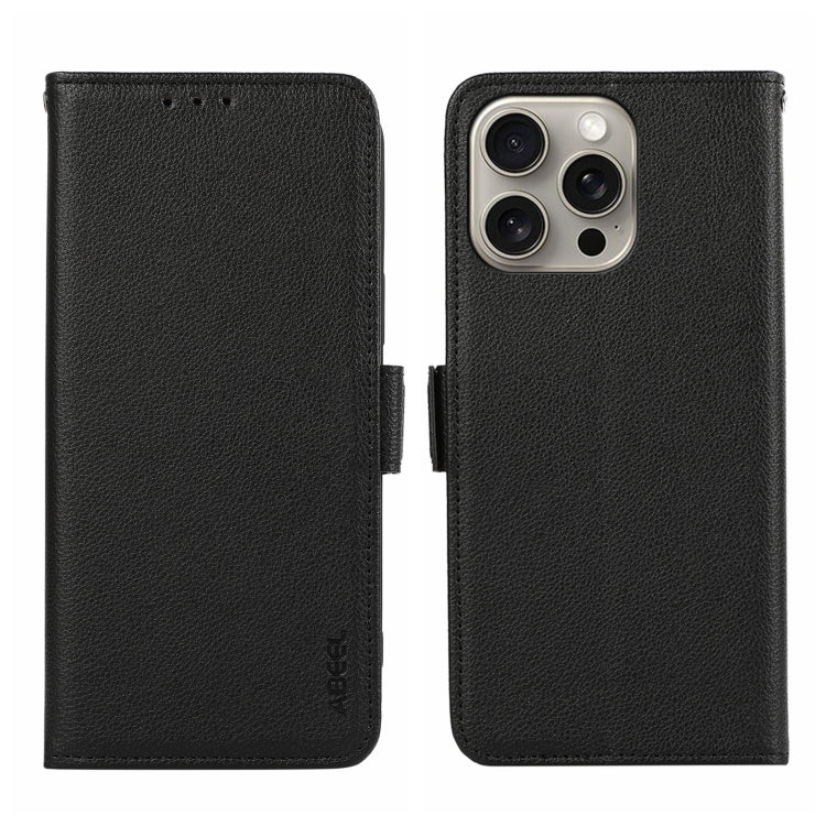 ABEEL Side-Magnetic Litchi Pattern Leather RFID Phone Case, For iPhone 18 Pro / 17 Pro, For iPhone 18 Pro Max/17 Pro Max, For iPhone 17 Air, For iPhone 15 Pro Max, For iPhone 15 Pro, For iPhone 15 Plus, For iPhone 15, For iPhone 14 Plus, For iPhone 14 ...