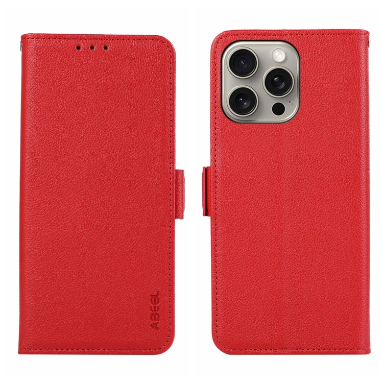 ABEEL Side-Magnetic Litchi Pattern Leather RFID Phone Case, For iPhone 18 Pro / 17 Pro, For iPhone 18 Pro Max/17 Pro Max, For iPhone 17 Air, For iPhone 15 Pro Max, For iPhone 15 Pro, For iPhone 15 Plus, For iPhone 15, For iPhone 14 Plus, For iPhone 14 ...