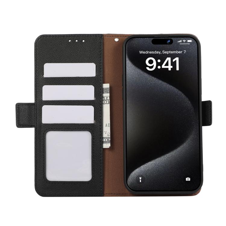 ABEEL Side-Magnetic Litchi Pattern Leather RFID Phone Case, For iPhone 18 Pro / 17 Pro, For iPhone 18 Pro Max/17 Pro Max, For iPhone 17 Air, For iPhone 15 Pro Max, For iPhone 15 Pro, For iPhone 15 Plus, For iPhone 15, For iPhone 14 Plus, For iPhone 14 ...
