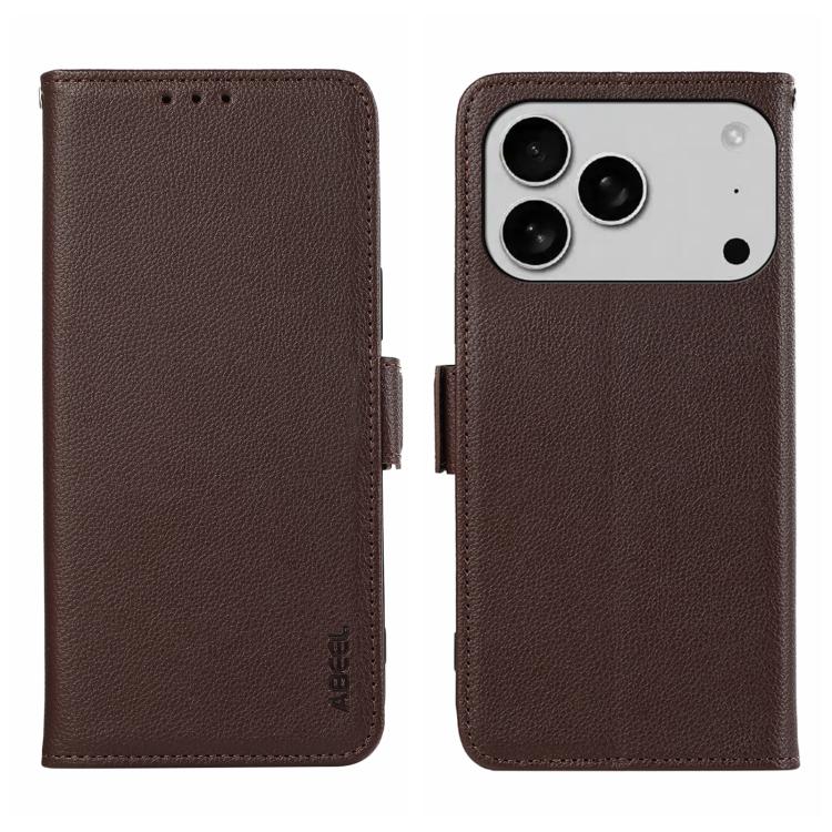 ABEEL Side-Magnetic Litchi Pattern Leather RFID Phone Case, For iPhone 18 Pro / 17 Pro, For iPhone 18 Pro Max/17 Pro Max, For iPhone 17 Air, For iPhone 15 Pro Max, For iPhone 15 Pro, For iPhone 15 Plus, For iPhone 15, For iPhone 14 Plus, For iPhone 14 ...